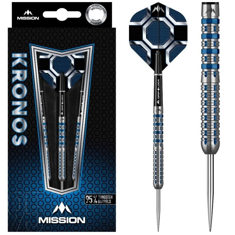 Mission Kronos 95% Blue Titanium M2 zwart - zilver - blauw dartpijlen 22g