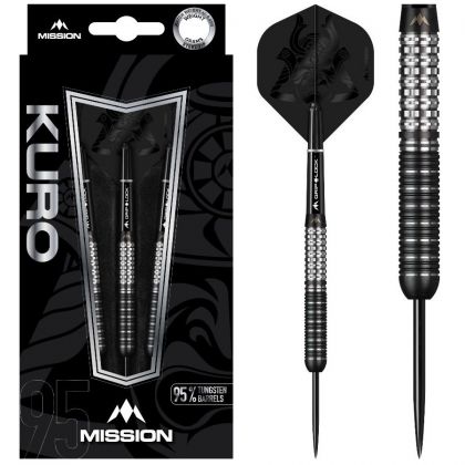 Mission Kuro 95% Black Titanium M1 noir - argent darts 24g