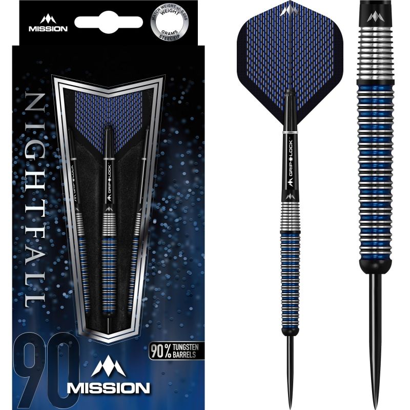 Mission Nightfall M3 90% zwart - zilver - blauw dartpijlen 25g