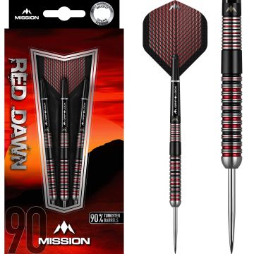 Mission Red Dawn M1 90% zwart - zilver - rood dartpijlen 24g