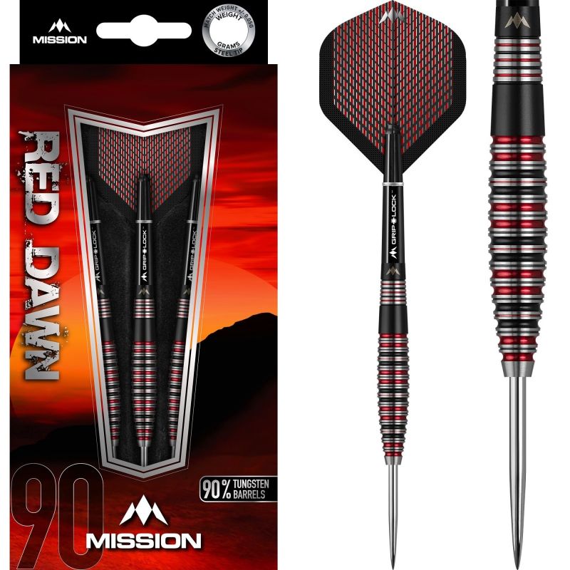 Mission Red Dawn M3 90% zwart - zilver - rood dartpijlen 21g