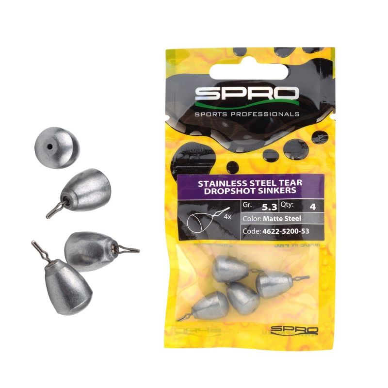 Predator Stainless Steel Tear Dropshot Sinkers matte steel  10.60g