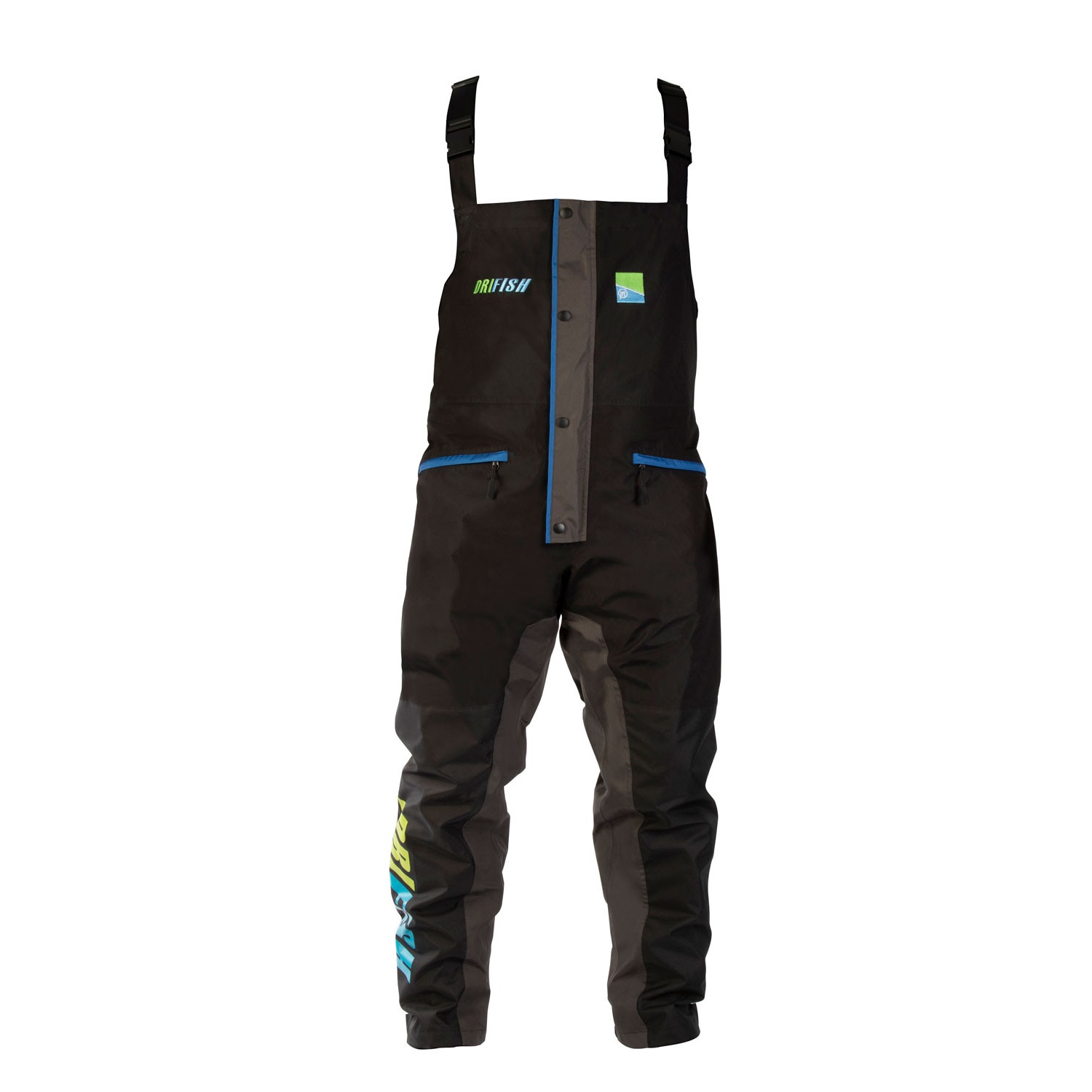 Preston Innovations DriFish Bib & Brace zwart - grijs - blauw visbroek Large