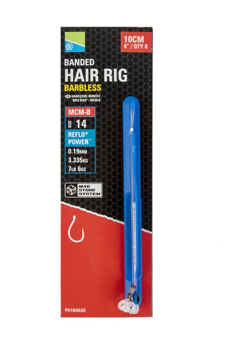 Preston Innovations MCM-B Mag Store Banded Hair Rigs clear - nickel witvis witvis onderlijn H12 10cm 0.19mm