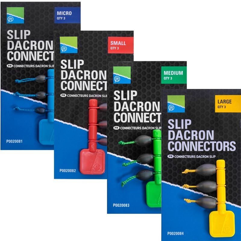 Preston Innovations Slip Dacron Connectors green witvis toebehoor viselastiek Medium