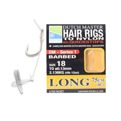 Prestoninno DM Hair Rigs S1 clear - nickel witvis witvis onderlijn H18 75cm 0.13mm