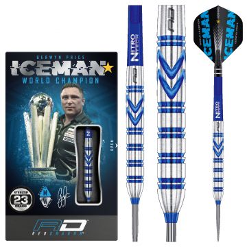 Red Dragon Gerwyn Price Original 90% gris - blanc - bleu darts 24g