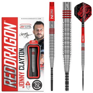 Red Dragon Jonny Clayton 2.0 90% zwart - zilver - rood dartpijlen 22g