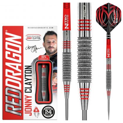 Red Dragon Jonny Clayton Element 90% zwart - zilver - rood dartpijlen 24g