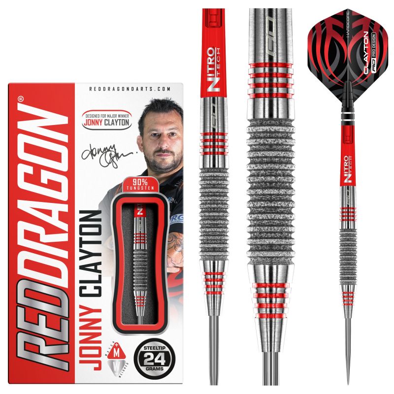 Red Dragon Jonny Clayton Element 90% noir - argent - rouge darts 24g