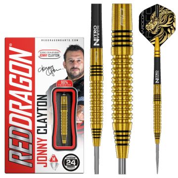 Red Dragon Jonny Clayton Gold 90% noir - or darts 24g