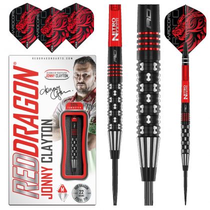 Red Dragon Jonny Clayton Premier League SE 90% noir - argent - rouge darts 22g