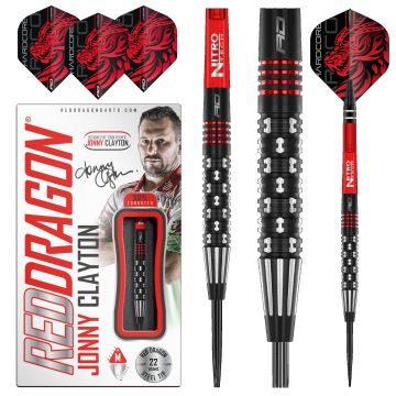 Red Dragon Jonny Clayton Premier League SE 90% noir - argent - rouge darts 24g