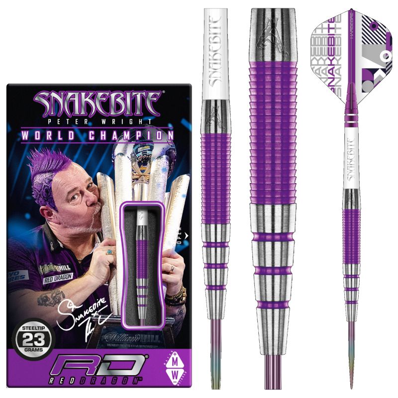 Red Dragon Peter Wright PL15 Medusa 90% argent - mauve darts 23g