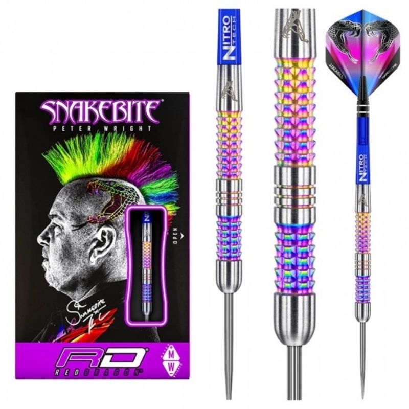 Red Dragon Peter Wright SNAKEBITE Mamba Rainbow 90% multi dartpijlen 22g