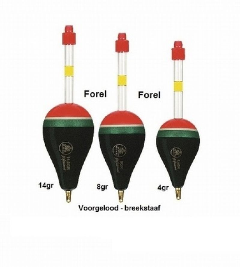 Rox Forel Voorgelood rood - groen forel visdobber 14g