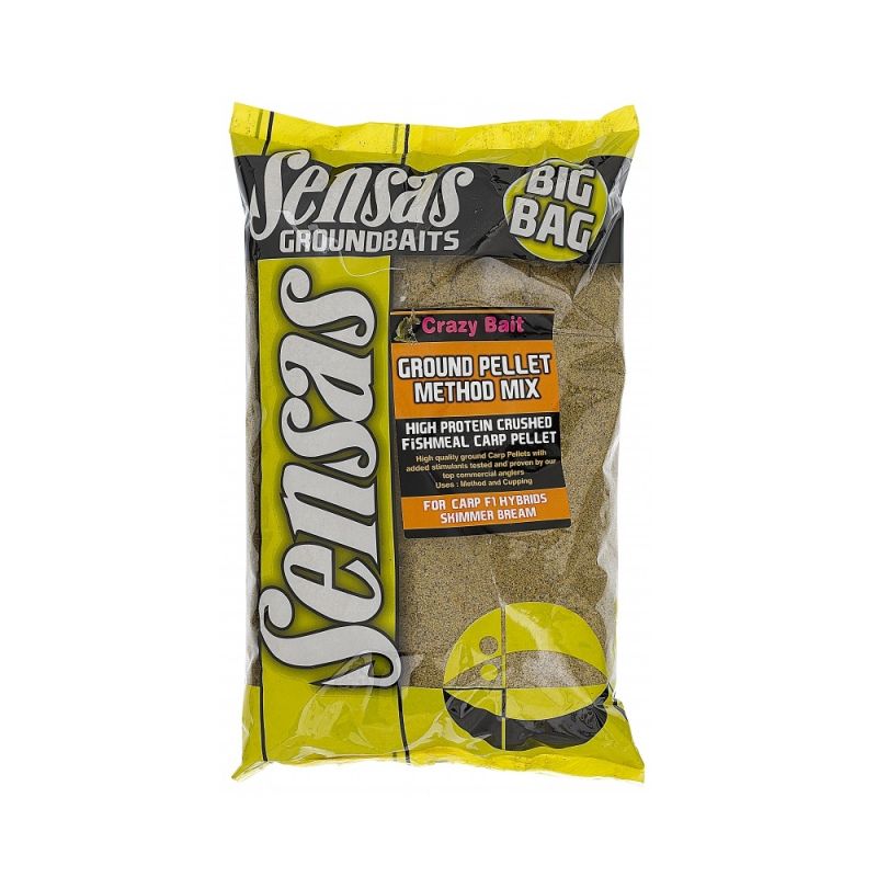 Sensas Big Bag Ground Pellet Method 2kg bruin witvis visvoer