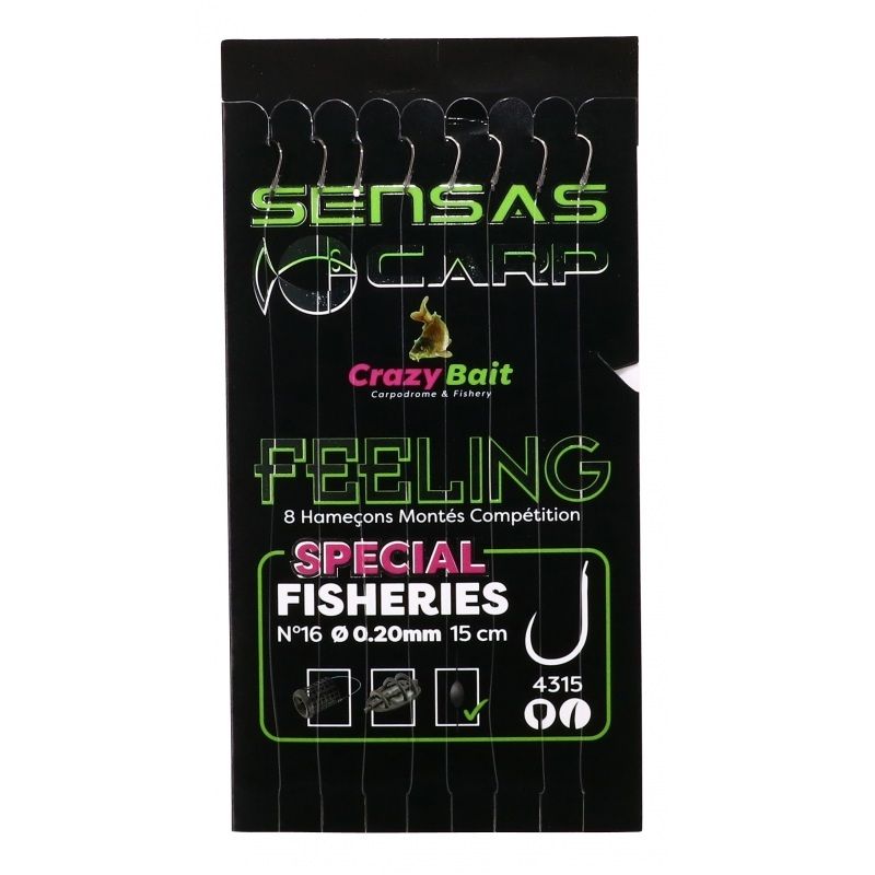 Sensas Crazy Bait Onderlijn 4315 Barbless clear witvis witvis onderlijn H10 0.22mm 15cm