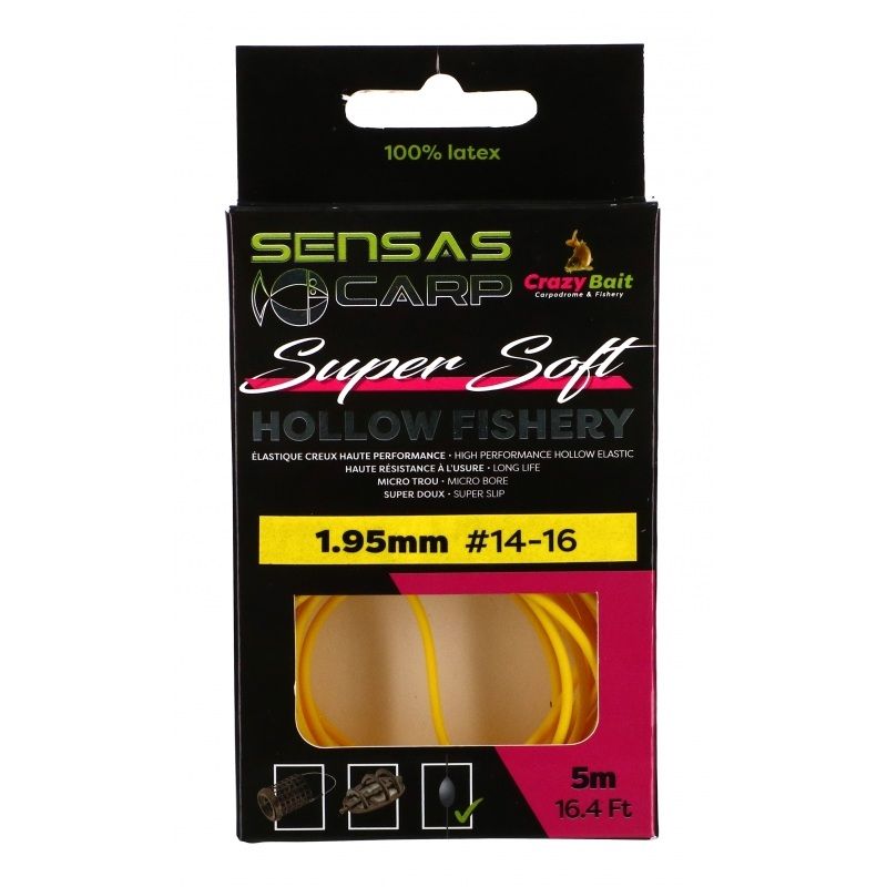 Sensas Hollow Fishery Super Soft geel witvis viselastiek 1.95mm 5m