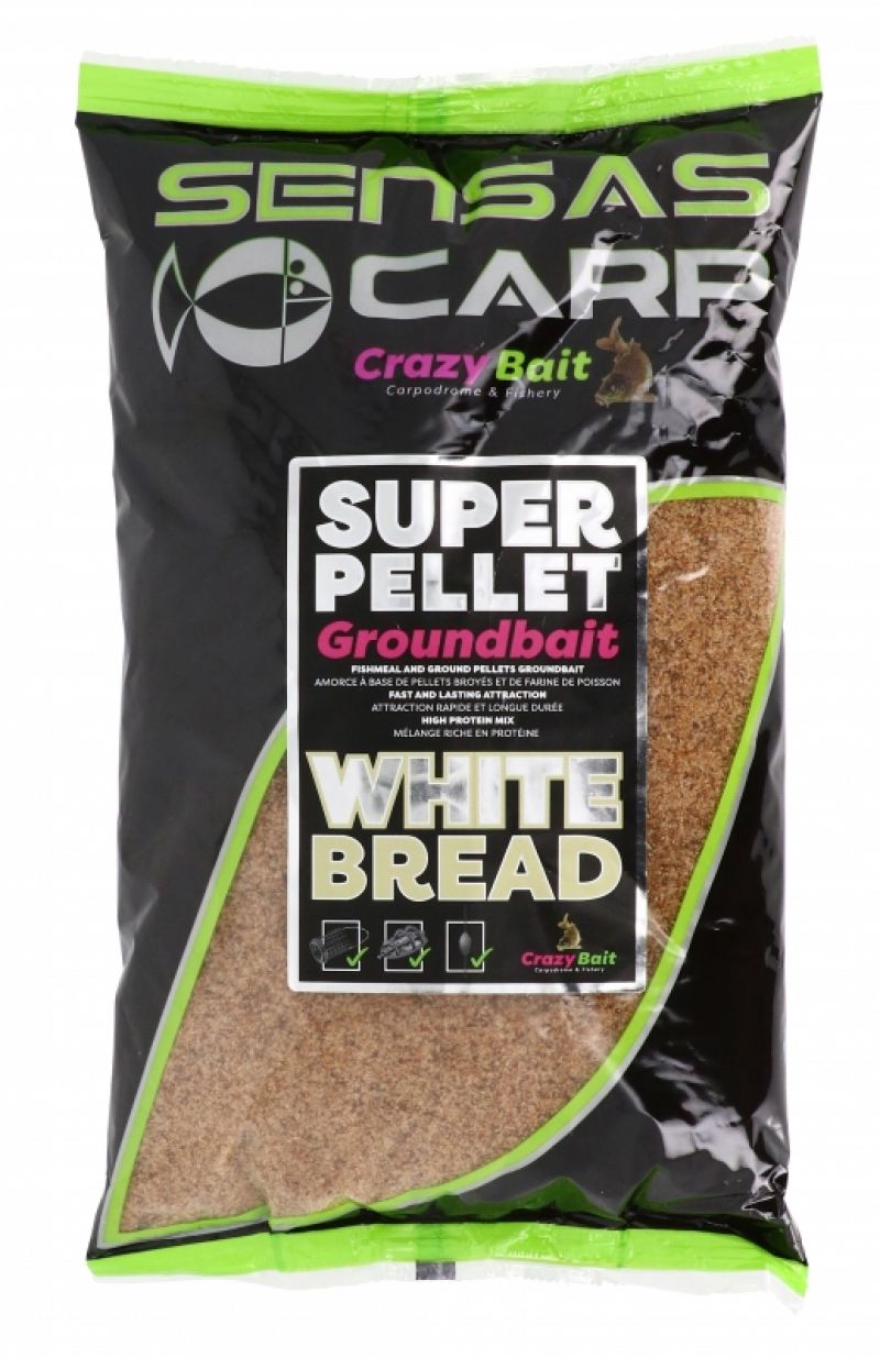 Sensas Super Pellet Groundbait White Bread 1kg bruin witvis visvoer