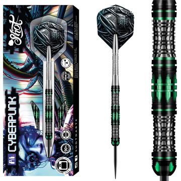 Shot AI Cyberpunk 90% noir - argent - vert darts 23g