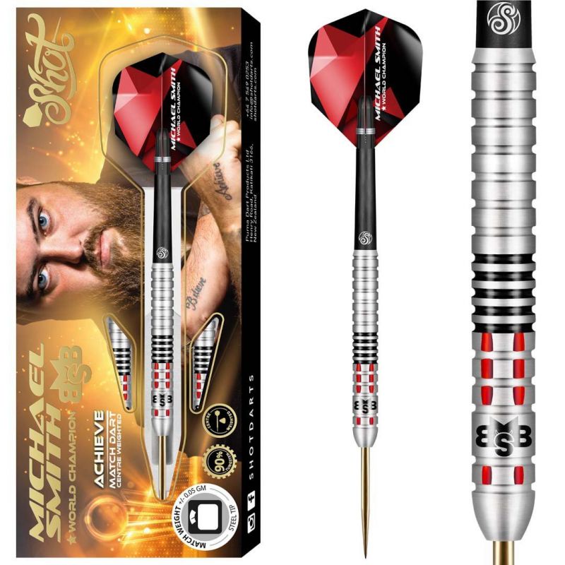 Shot Michael Smith 90% Achieve noir - or - argent darts 24g