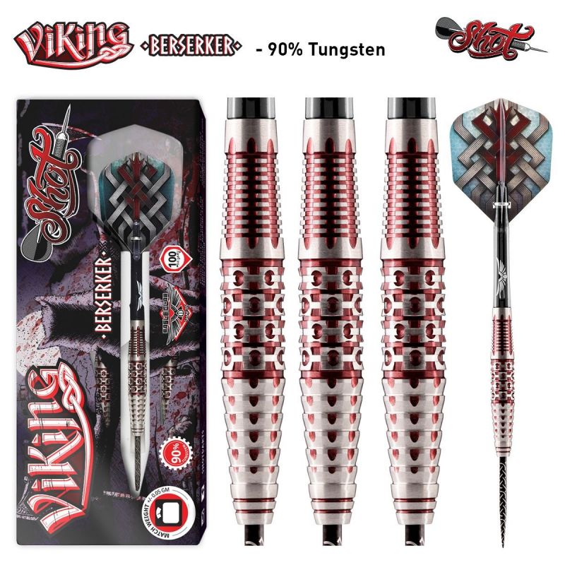 Shot Viking Berserker 90% noir - argent - rouge darts 23g