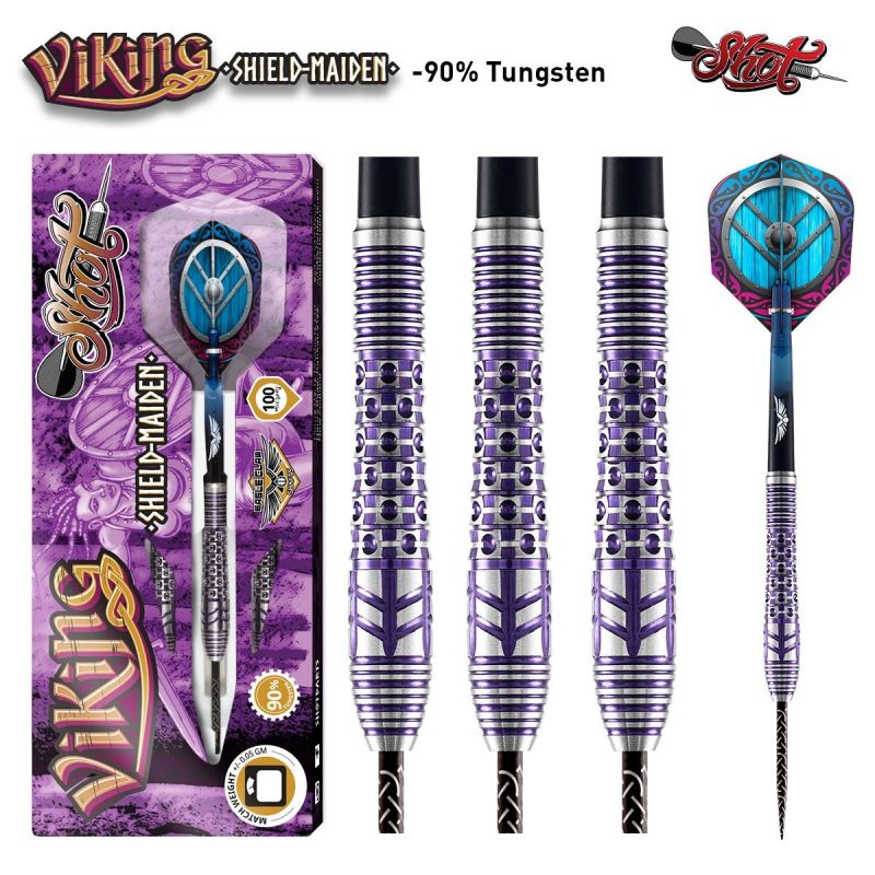 Shot Viking Shield Maiden 90% noir - argent - mauve darts 23g