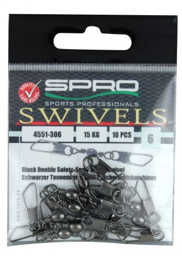 Spro Barrel Swivel met Double Safety Snap nickel viswartel 10 10kg