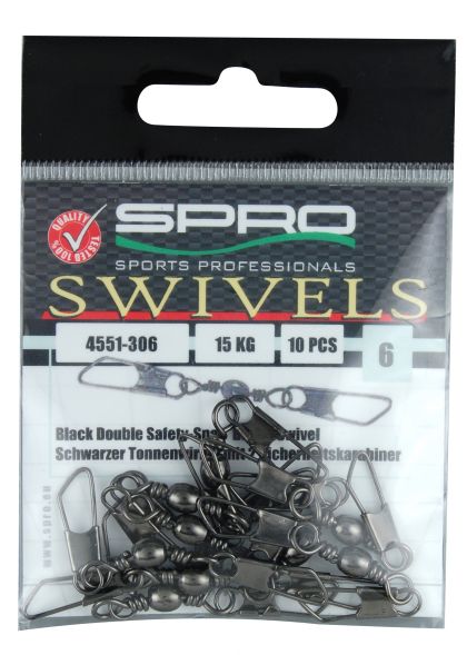 Spro Barrel Swivel met Double Safety Snap nickel  12 8kg