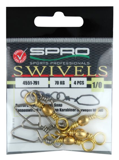 Spro Barrel Swivel met Norway Snap nickel - or  10 15kg