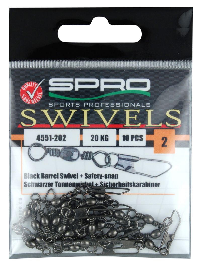 Spro Barrel Swivel met Safety Snap nickel  10 10kg