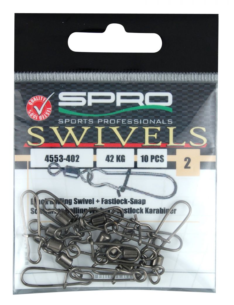 Spro Rolling Swivel met Fast Lock Snap nickel viswartel 2 42kg