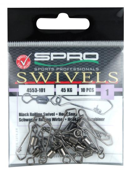 Spro Rolling Swivel met Hook Snap nickel viswartel 1 45kg