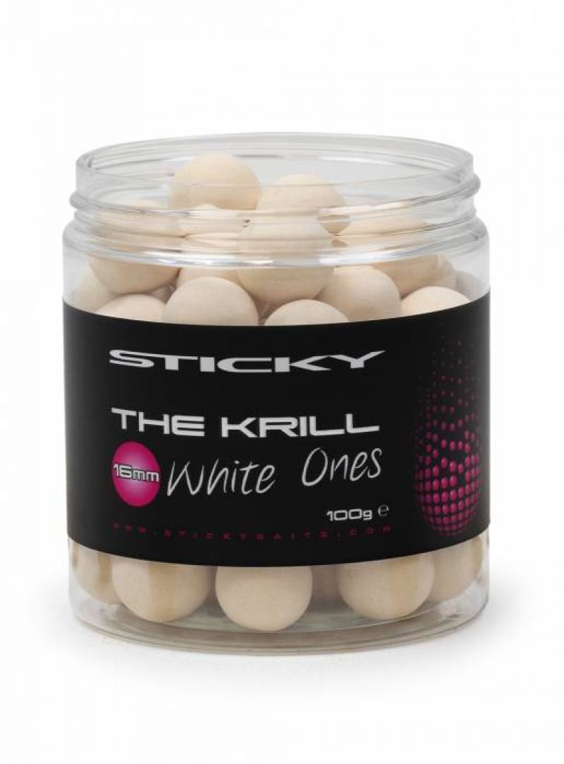 Sticky Baits The Krill Pop Ups White Ones wit karper pop-up boilies 12mm 100g