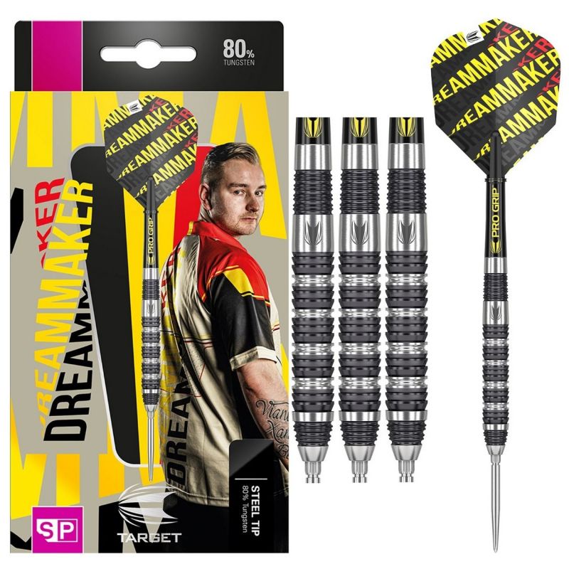 Target Dimitri Van Den Bergh 80% zilver - zwart dartpijlen 26g