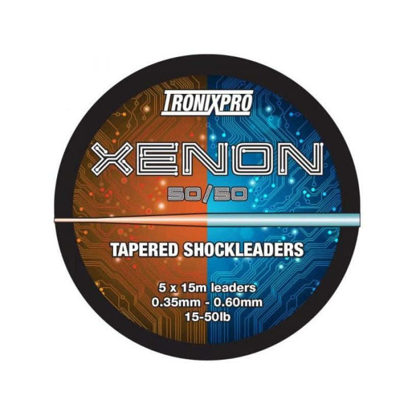 Tronixpro Xenon Tapered Leaders 50/50 orange - clear zeevis visdraad 30° - 60° 5 X 15m