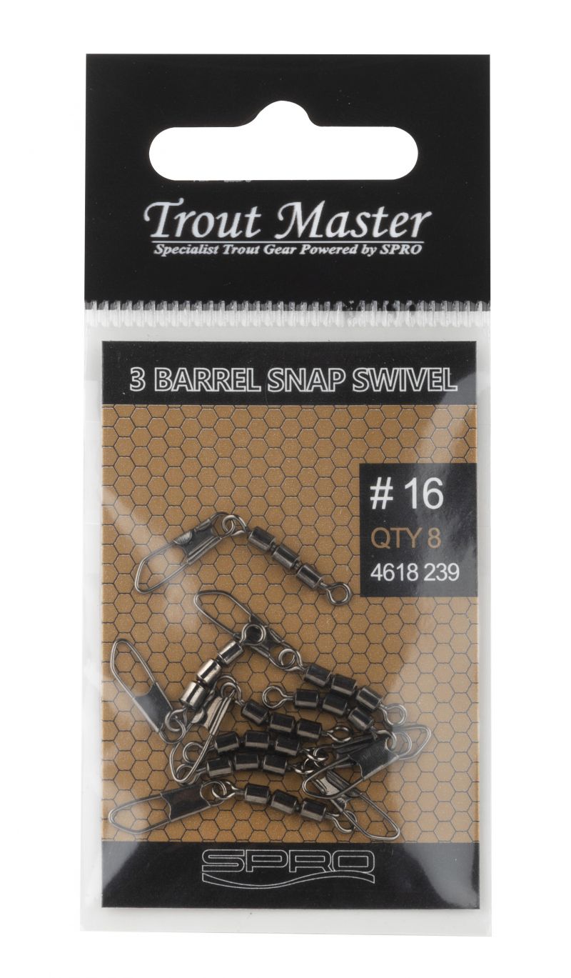 Troutmaster 3-Jointed Rolling Swivel + Snap nickel  Size 16