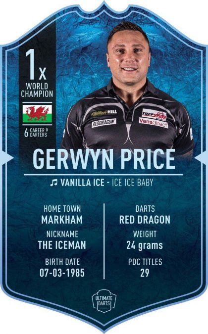 Ultimate Darts Ultimate Card Gerwyn Price multi dart merchandise 37x25cm