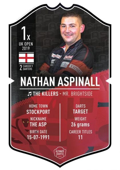 Ultimate Darts Ultimate Card Nathan Aspinall multi dart merchandise 37x25cm