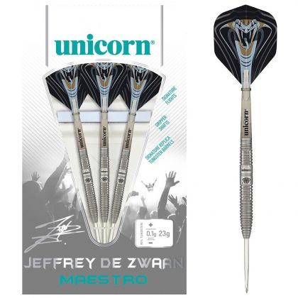 Unicorn Maestro Jeffrey De Zwaan 90% argent - noir darts 25g