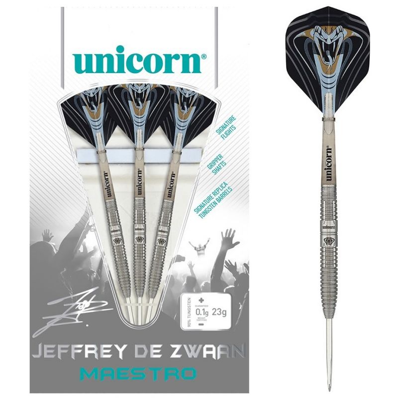 Unicorn Maestro Jeffrey De Zwaan 90% argent - noir darts 25g