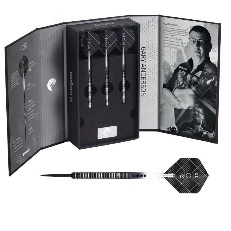 Unicorn Noir Gary Anderson Phase 3 90% zwart - zilver dartpijlen 23g