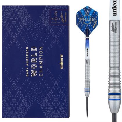 Unicorn W.C Gary Anderson Phase 6 90% bleu - argent darts 23g