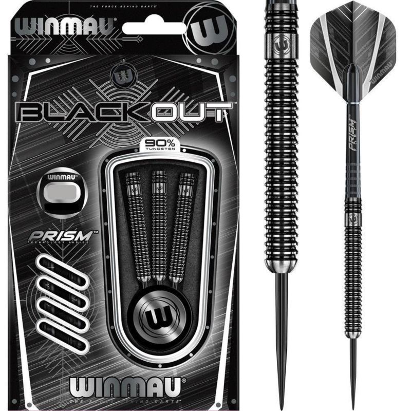 Winmau Blackout 90% noir - argent darts 24g