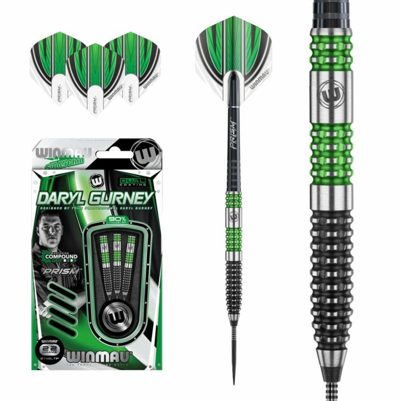 Winmau Daryl Gurney 90% Special Edition zwart - grijs - groen dartpijlen 24g