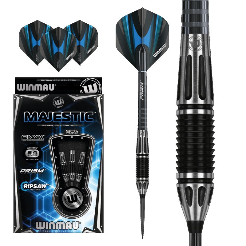 Winmau Majestic 90% noir - gris darts 22g