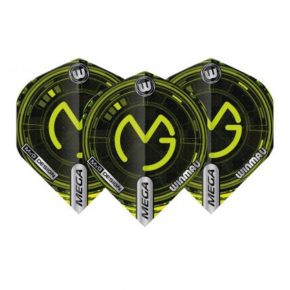 Winmau Mega Standard MvG Logo Tech Green zwart - groen dart flight 75 Micron