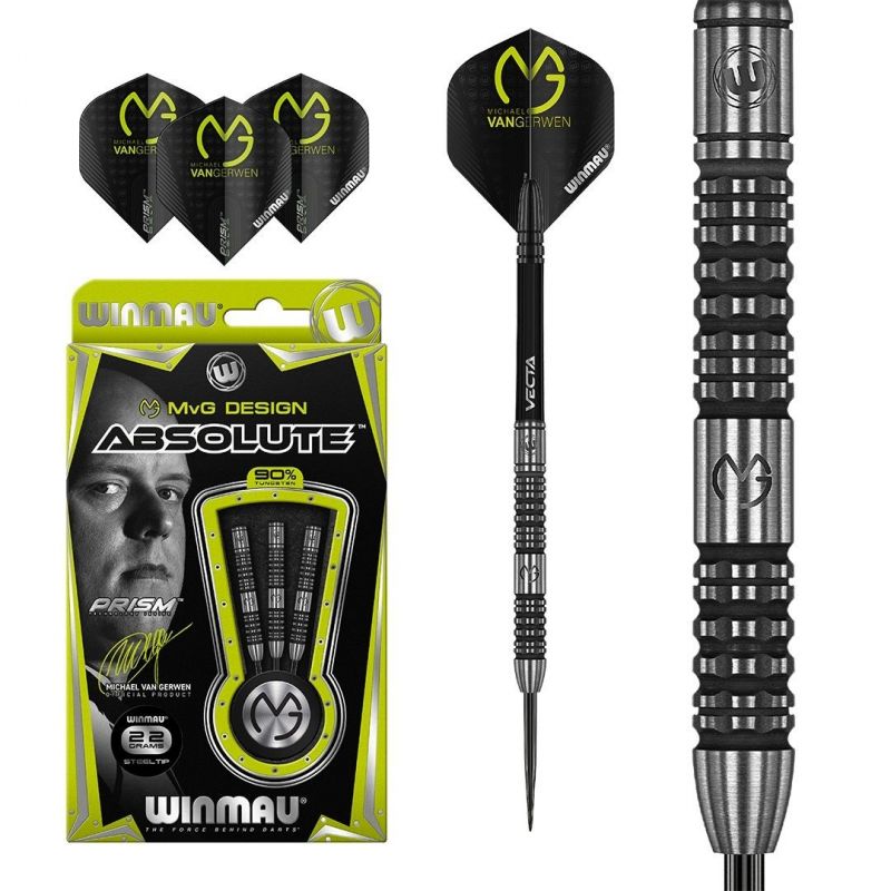 Winmau MVG Absolute 90% zwart - zilver dartpijlen 24g