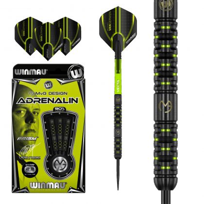 Winmau MVG Adrenalin 90% zwart - groen dartpijlen 23g